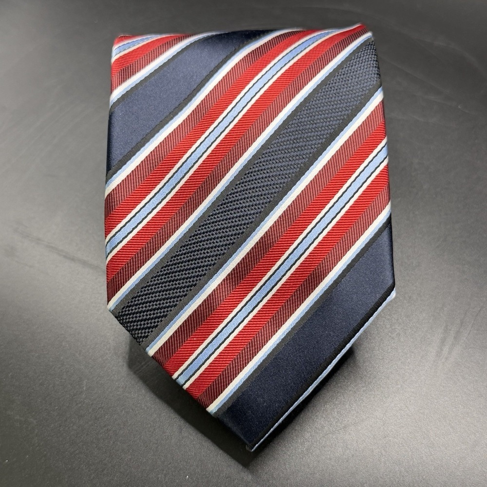 Vintage David Taylor Red White Blue Striped Tie Retro Polyester